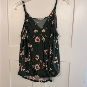 Beacon Dark Green Floral Surplice Camisole